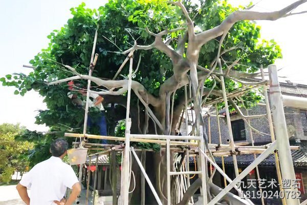 江蘇鹽城水泥仿真樹(shù)制作-樹(shù)冠安裝現(xiàn)場(chǎng)